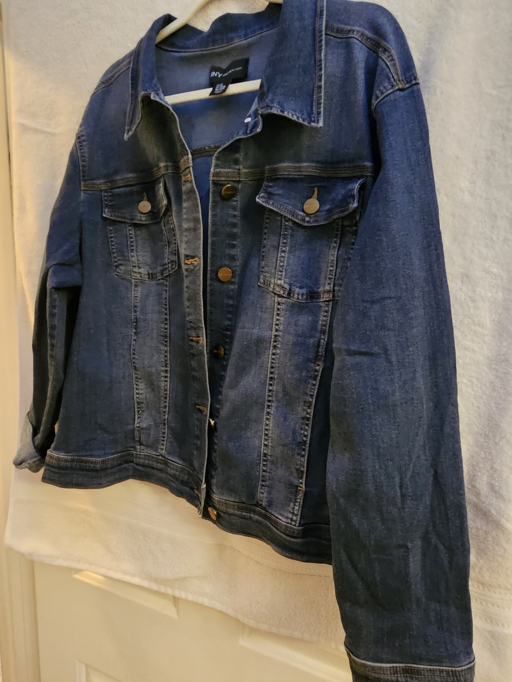 NY Collection Women's Dark Blue Denim Jacket